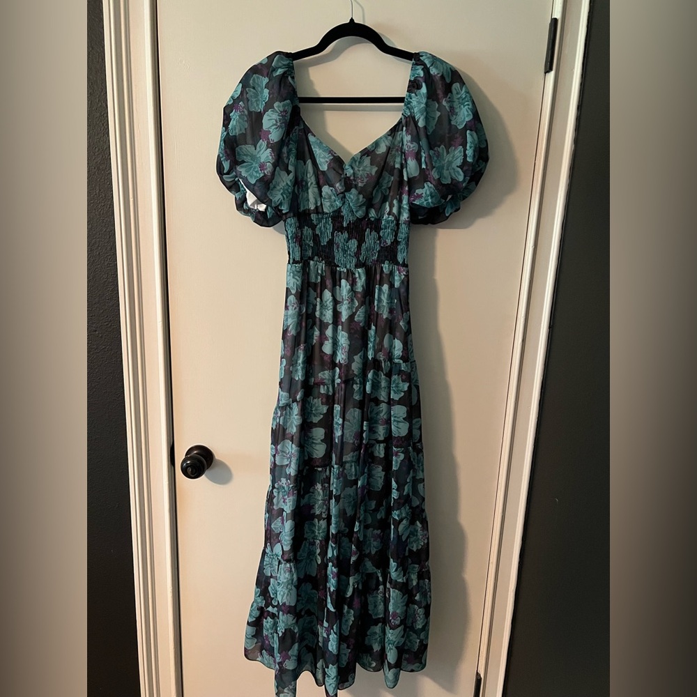 Floral Maxi Dress with Puff Sleeves